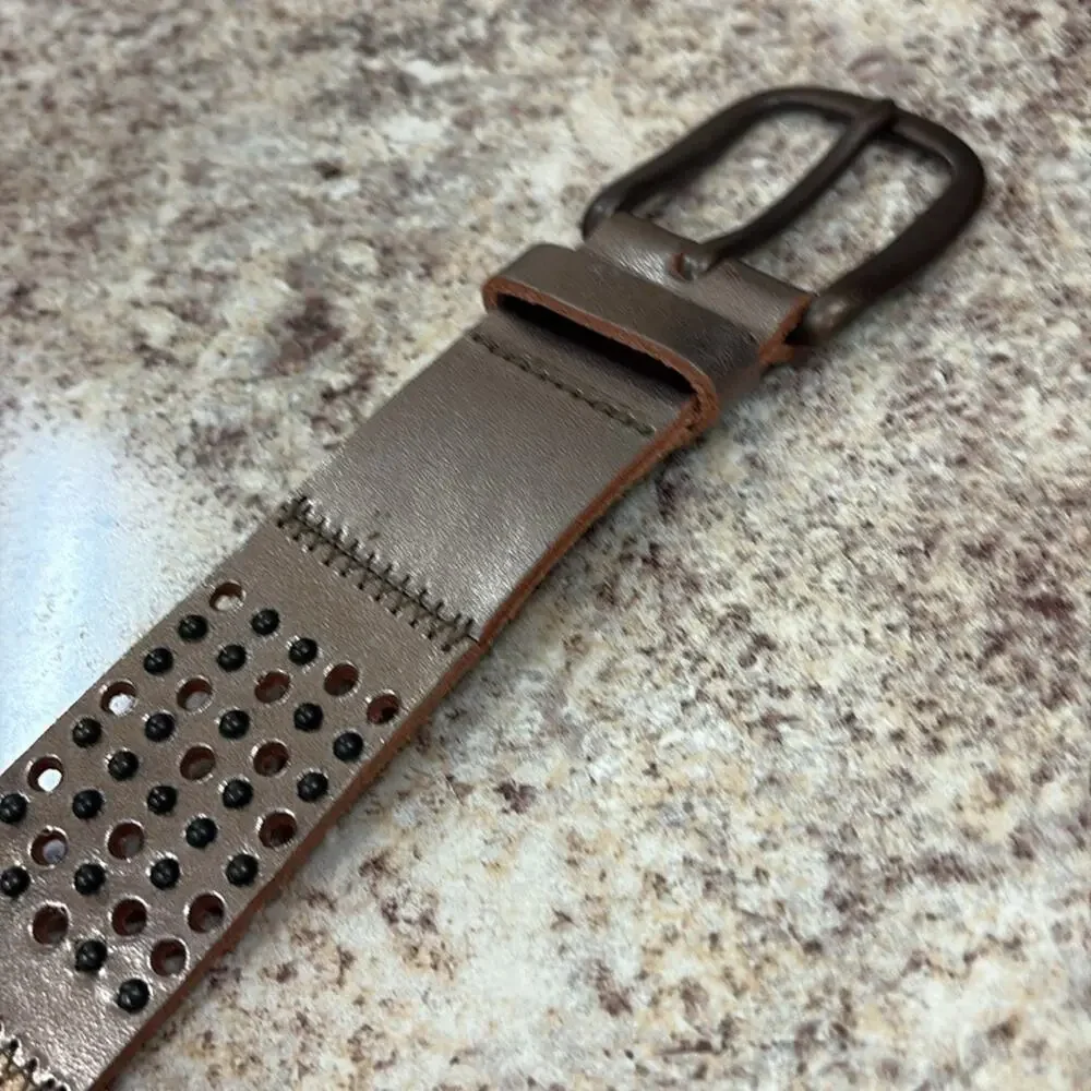 Fossil M gold and silver patchwork Leather Belt